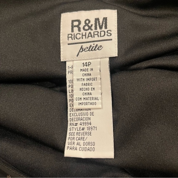 Vintage R&M Richards Black Floral Handkerchief Hem Dress 14P Y2K Fairy Flapper - Picture 6 of 11